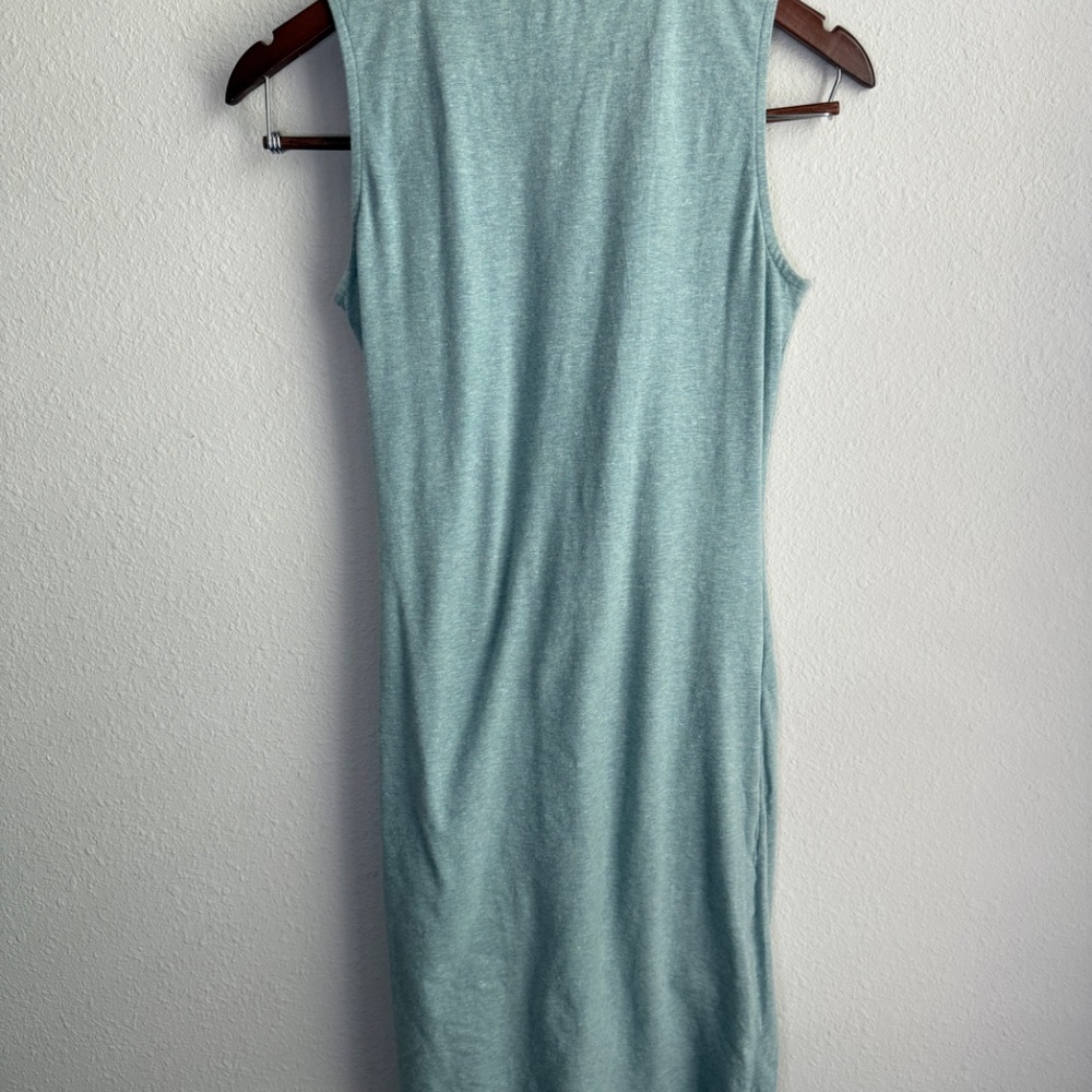 Synergy Organic Light Blue Bodycon Ruched Dress Womens Extra Small Sleeveless - Picture 2 of 5